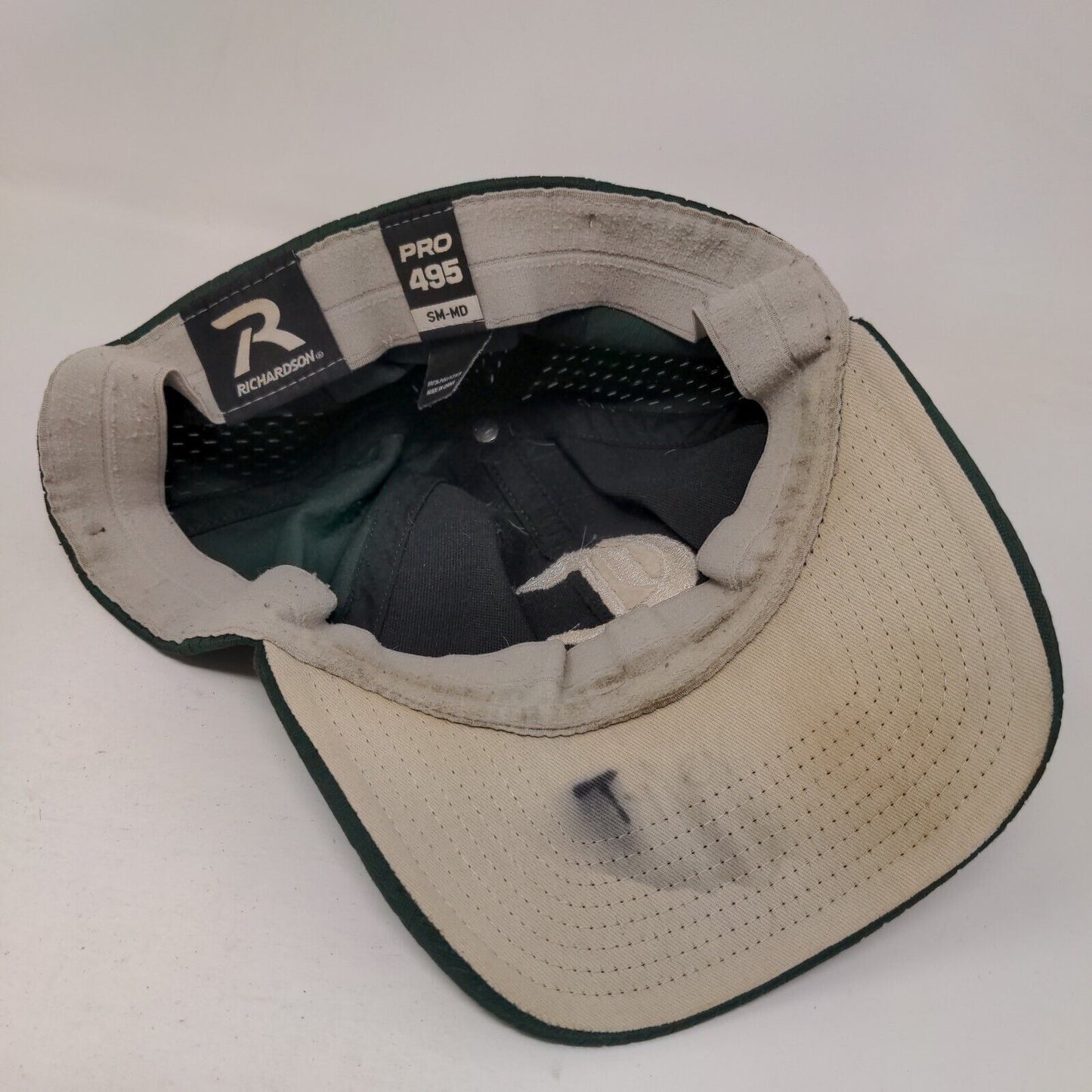Richardson Fitted Hat Green S/M Embroidered Pro 495 Vented Holes