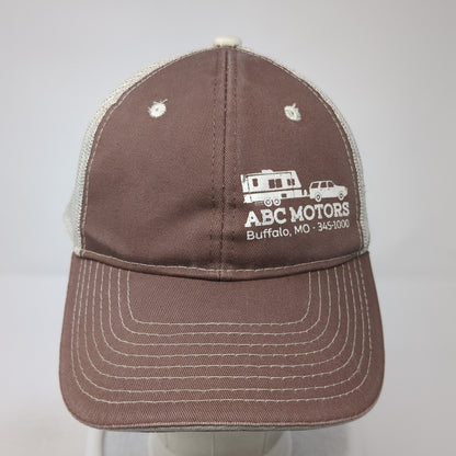 ABC Motors Strapback Trucker Hat Brown One Size Mesh Back Outdoor Cap