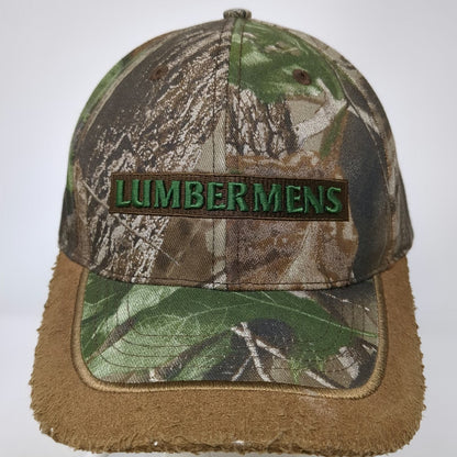 Lumbermens Green Brown One Size Baseball Cap Hat Camo Distressed Frayed Edge