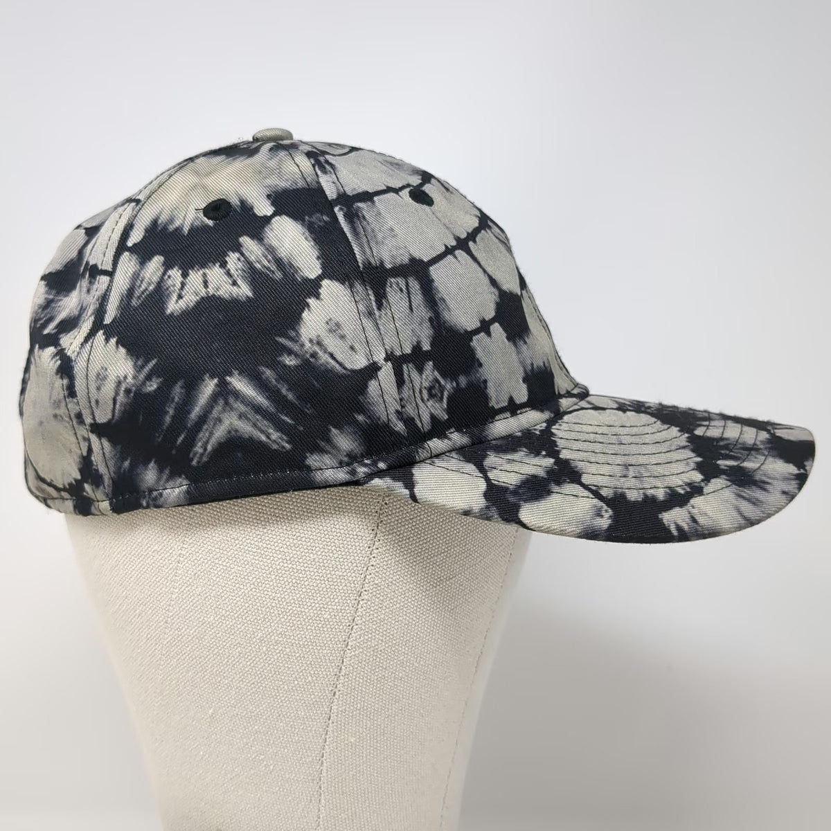 No Boundaries Baseball Cap Gray Black Tie-Dye One Size Recycled Slideback Hat