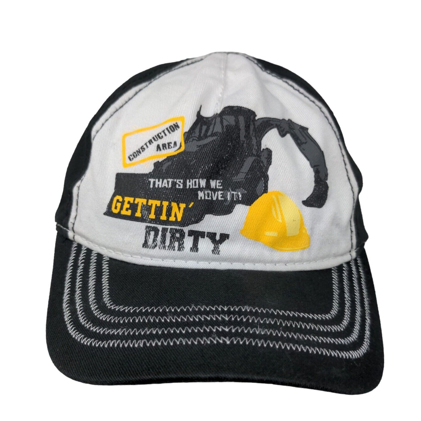 Construction Area Gettin' Dirty Strapback Hat Black One Size Adjustable CAT