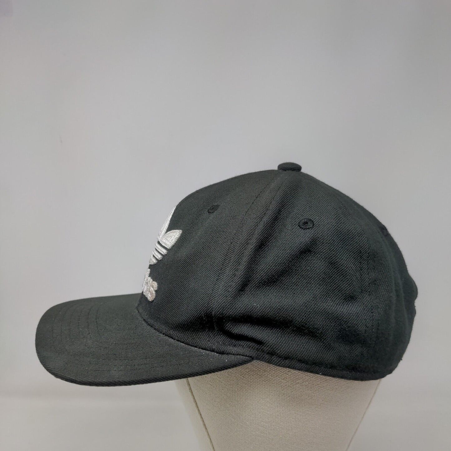 Adidas Snapback Hat Black OSFM Adjustable Embroidered Trefoil 6 Panel