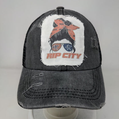 Rip City Strapback Hat Gray One Size Adjustable Mesh Back Distressed Toptie