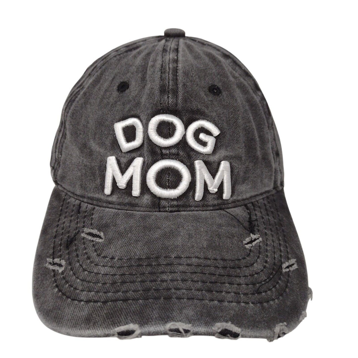 Dog Mom Slideback Hat Gray OSFA Adjustable Embroidered Vent Holes