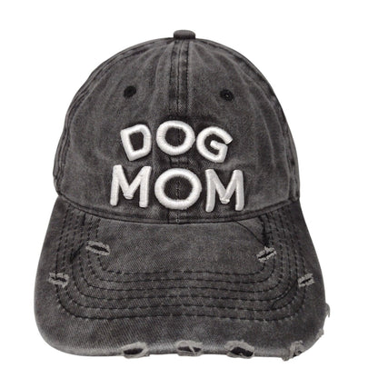 Dog Mom Slideback Hat Gray OSFA Adjustable Embroidered Vent Holes