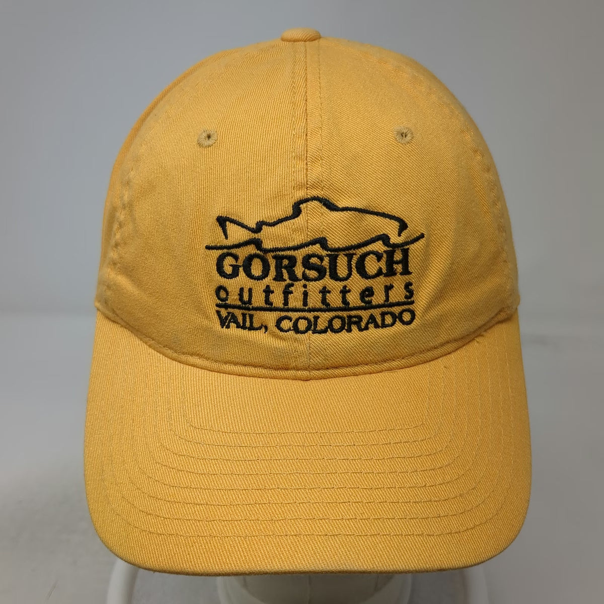 Flexfit Baseball Cap Yellow One Size Fitted Gorsuch Outfitters Vail Fish Hat
