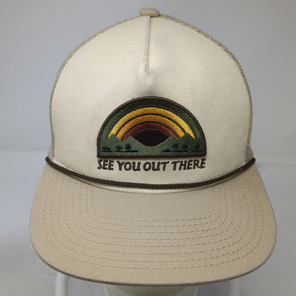 Katin Trucker Hat Beige One Size Mesh Snapback Rope Rainbow Graphic Patch