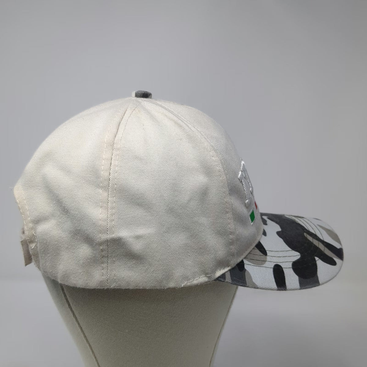 Beige Italia Baseball Cap One Size Camo Bill Strapback Hat Italy Flag Embroidery