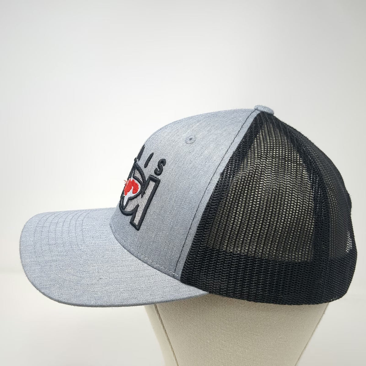 Yupoong Trucker Hat Gray Black One Size Mesh Back Snapback Somis Koi Fish Logo