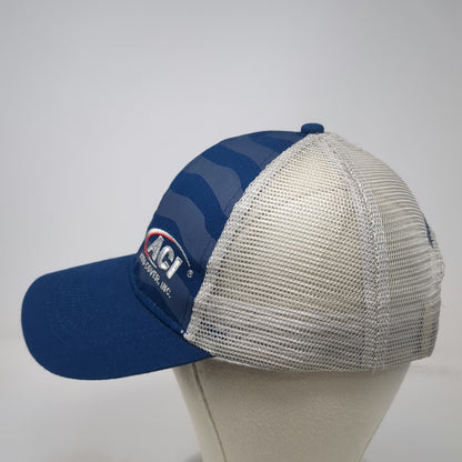 Trucker Hat Blue One Size Snapback Mesh USA Flag Jamestown ND Stars Agri-Cover