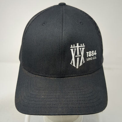 Richardson Trucker Hat Black OSFM 1884 Line Co Logo Mesh Back Snapback 112 hat