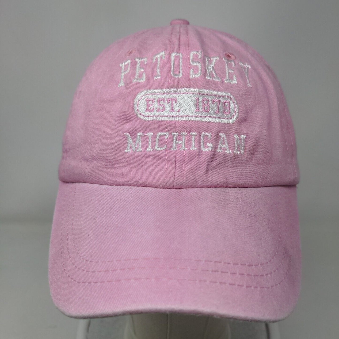 Petosky Michigan Est. 1879 Strapback Hat Pink One Size Adjustbale Embroidered