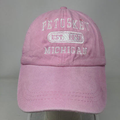 Petosky Michigan Est. 1879 Strapback Hat Pink One Size Adjustbale Embroidered