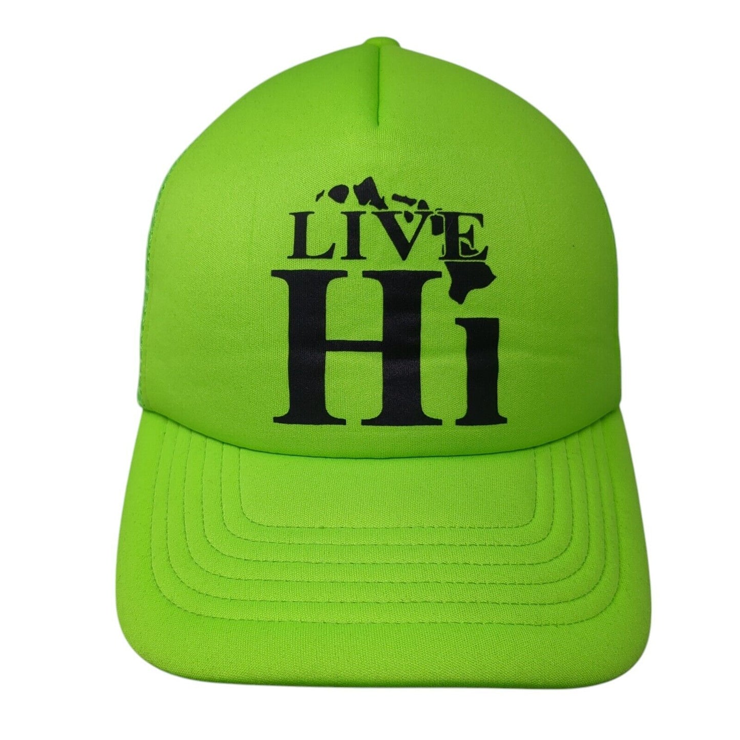 Live Hi Snapback Trucker Hat Green OSFA Adjustable Mesh Back 6 Panel Polyester
