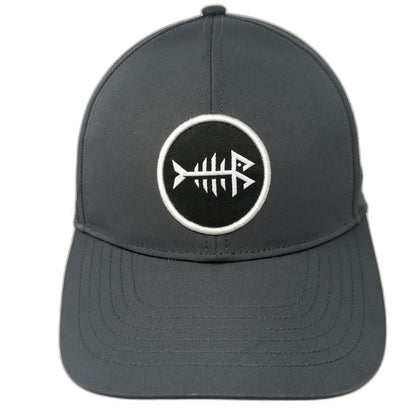 Bassdash Trucker Hat Gray OSFM Snapback Fishbone Logo Perforated Mesh Breathable