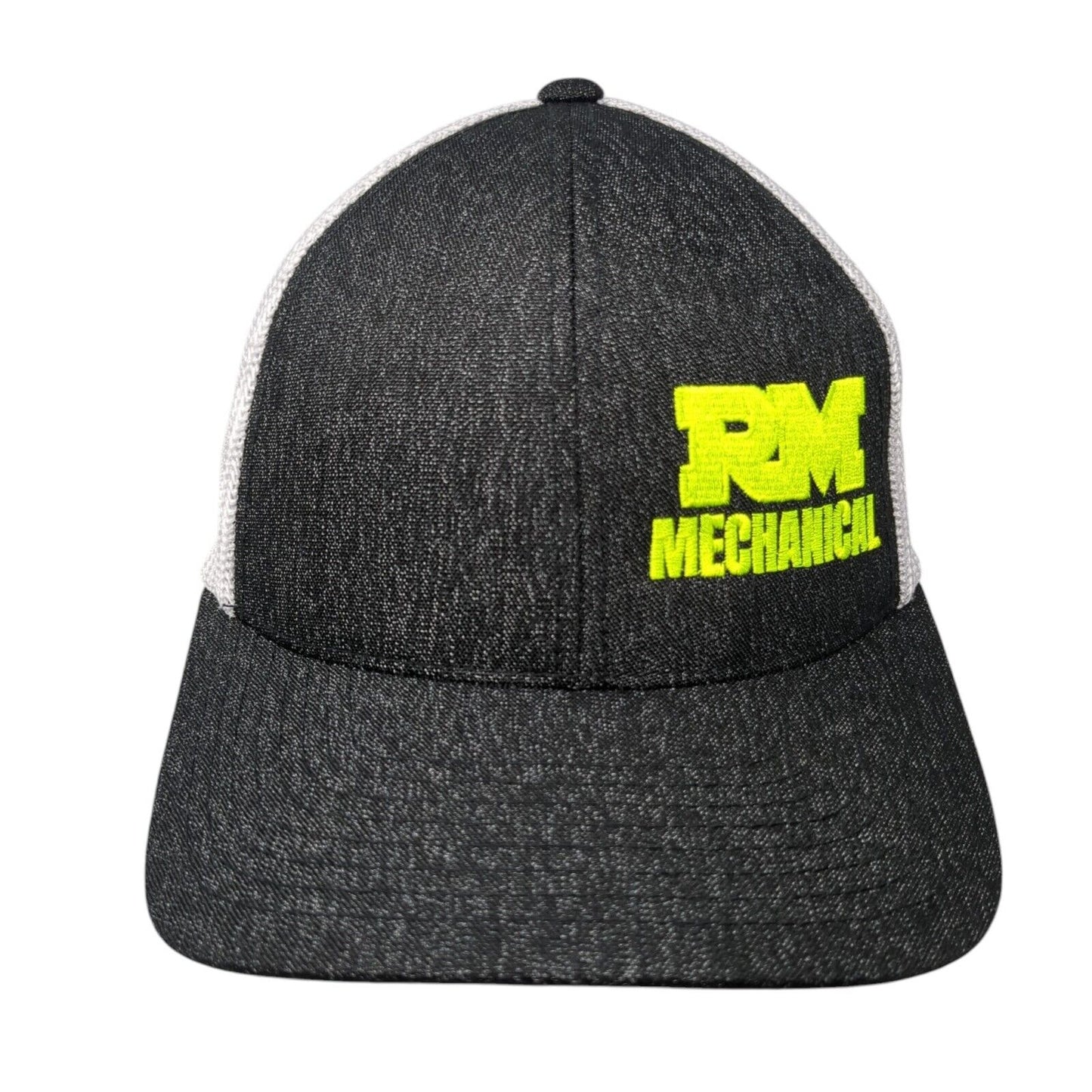 RM Mechanical Fitted Mesh Back Trucker Hat Black S-M Flexfit Colorblock