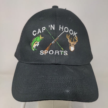 Cap'n Hook Sports Snapback Mesh Back Trucker Hat Black One Size Embroidered