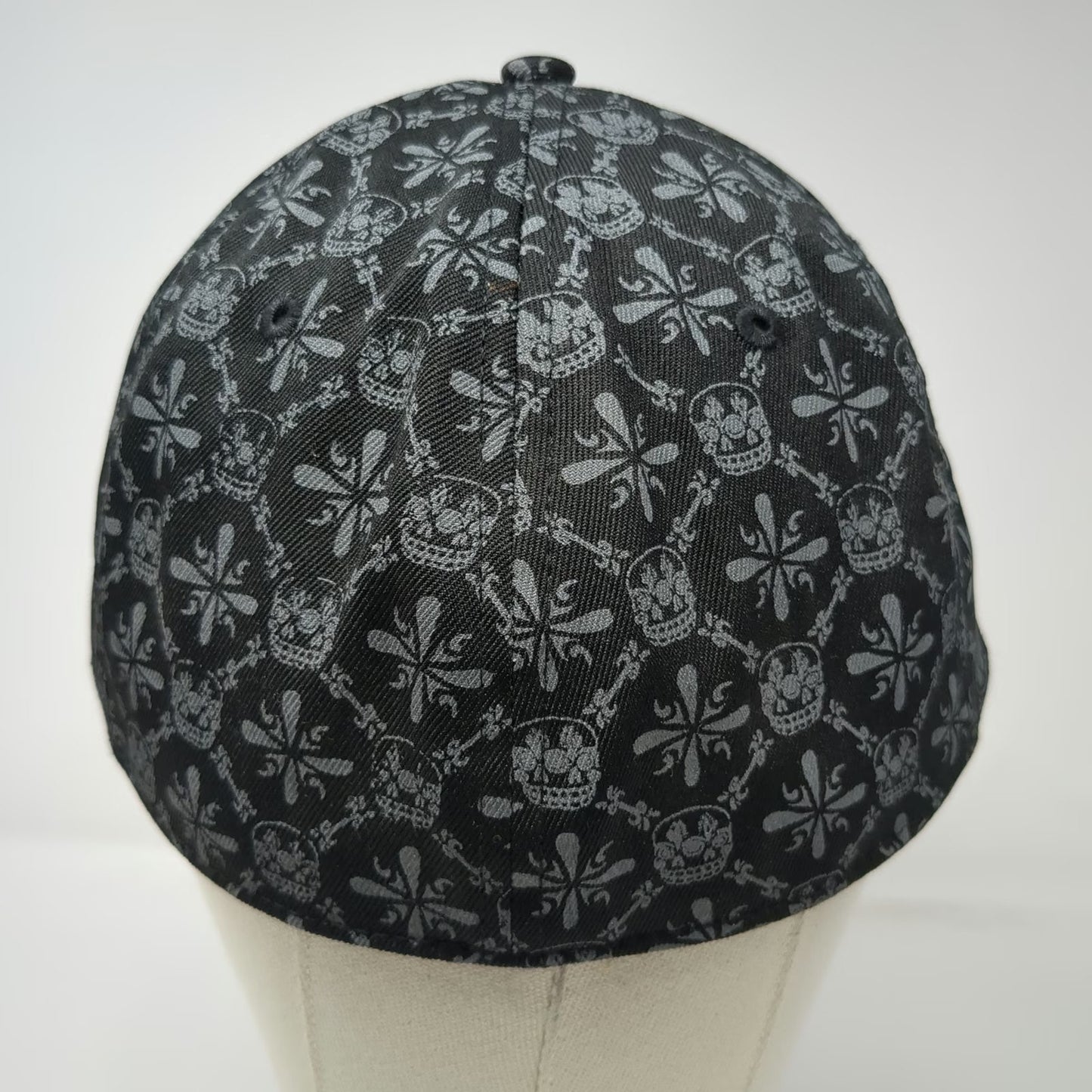 oneballjay Baseball Cap Black 7 1/8 All Over Skull Cross Print Fitted Hat