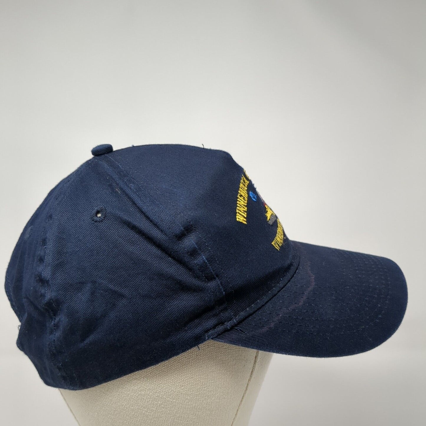 Winnemucca New Holland Strapback Hat Blue One Size Embroidered Otto