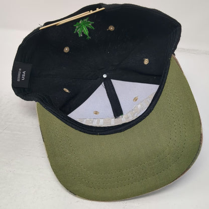 Snapback Black Green Camo Hat One Size High Life Marijuana Leaf 3D Embroidery
