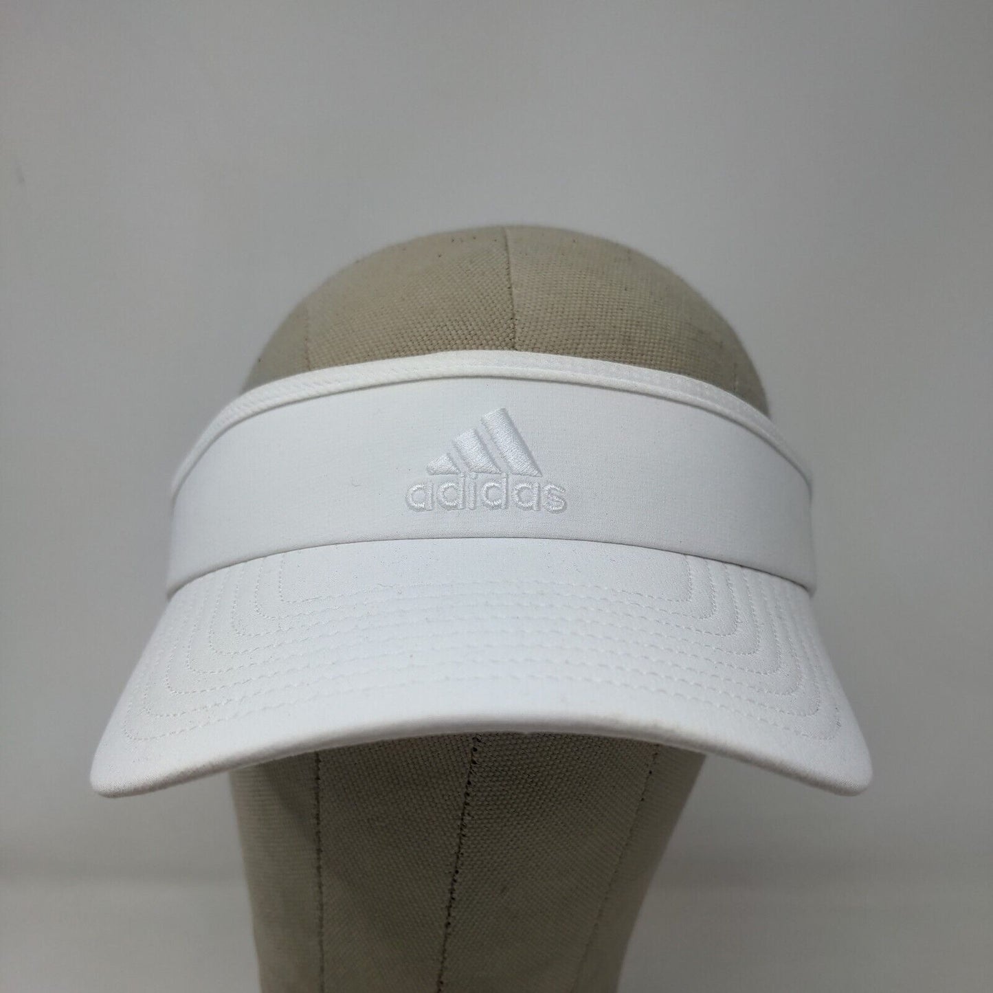 Adidas Women's Sun Visor Cap Hat White Embroidered Logo Polyester Blend