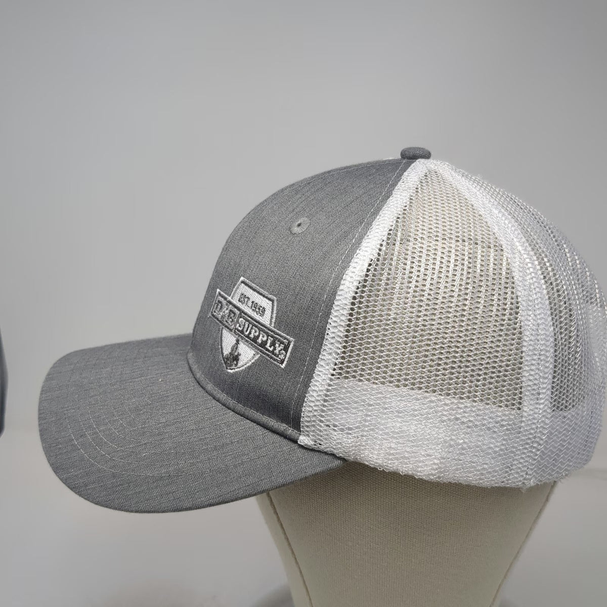 AMG Trucker Hat Gray One Size D&B Supply Shield Logo Snapback Mesh Back Outdoor