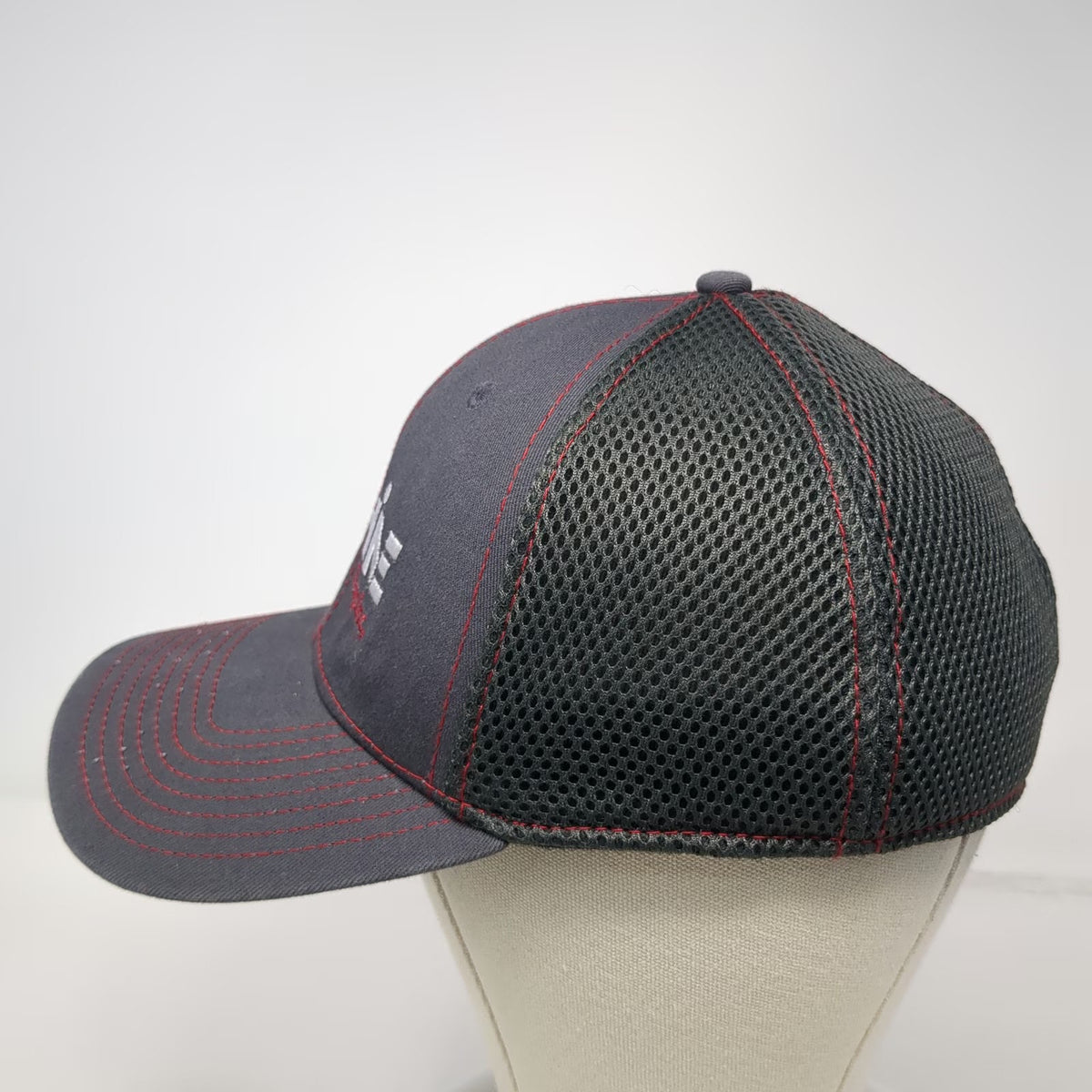 New Era Gray Baseball Cap M Lower Valley Machine Shop Mesh Stretch 39THIRTY Hat
