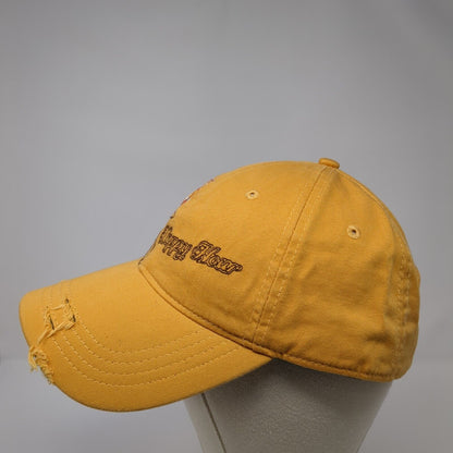 Happy Hour Bud Light Slideback Hat Yellow One Size Adjustable Distressed