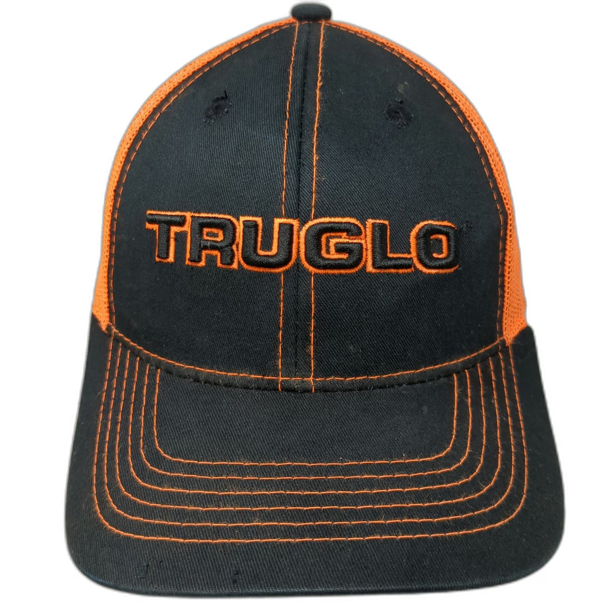 TRUGLO Baseball Cap Black Orange One Size Mesh Back Contrast Stitching Hat