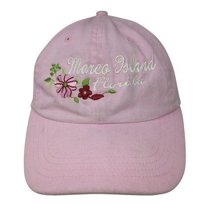 Marco Island Florida Slideback Hat Pink Medium Adjustable Embroidered