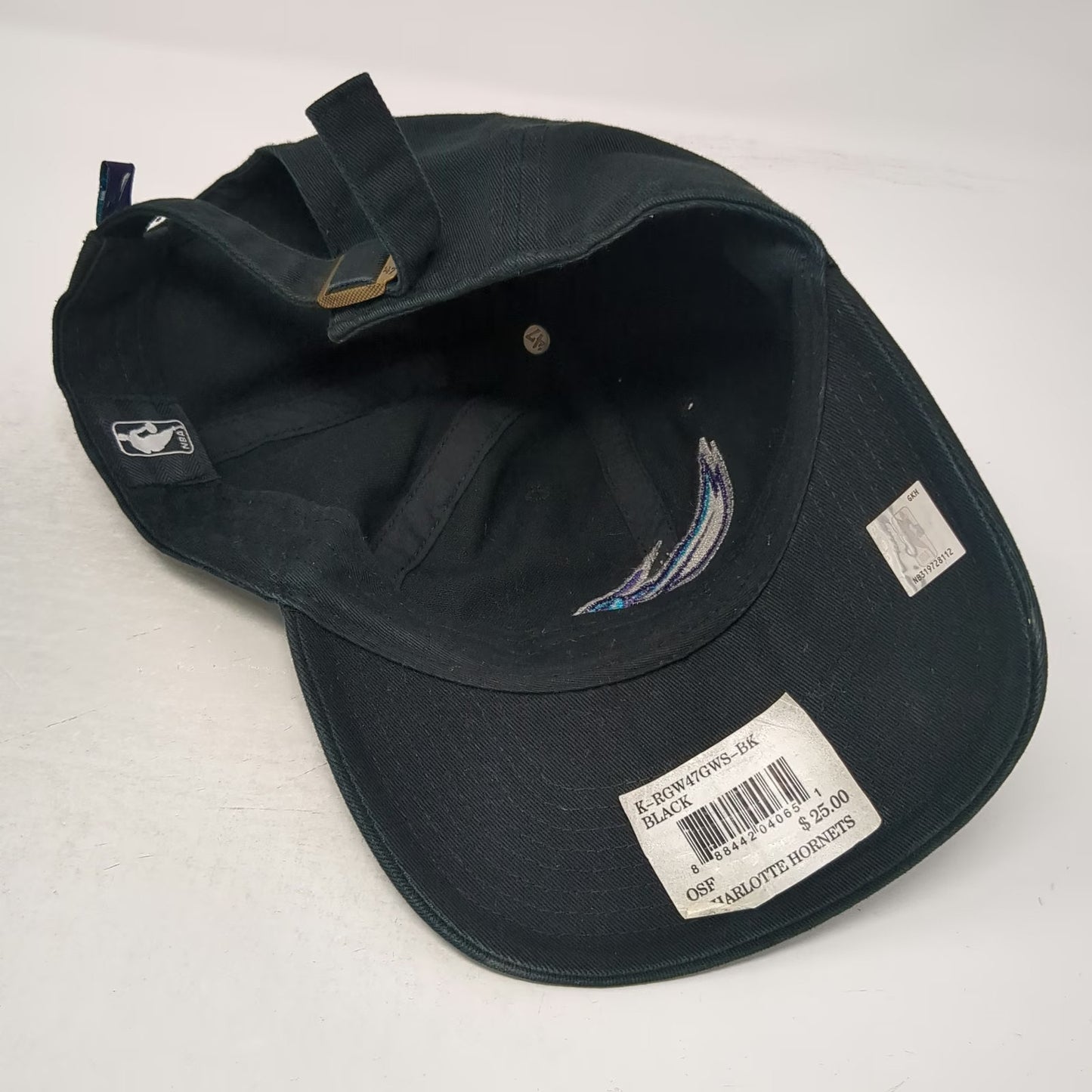Charlotte Hornets NBA '47 Black One Size Hat Cap Adjustable Strap Embroidery