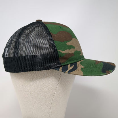 Port Authority Trucker Hat Green Black One Size Camo Leather Patch Gas Company