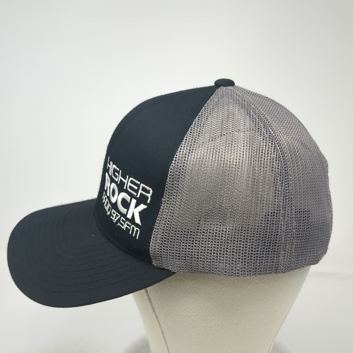 Pacific Headwear Trucker Hat Black Gray One Size Mesh Snapback Higher Rock Radio