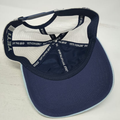 YETI Trucker Hat Blue White One Size Mesh Snapback Built For The Wild Logo