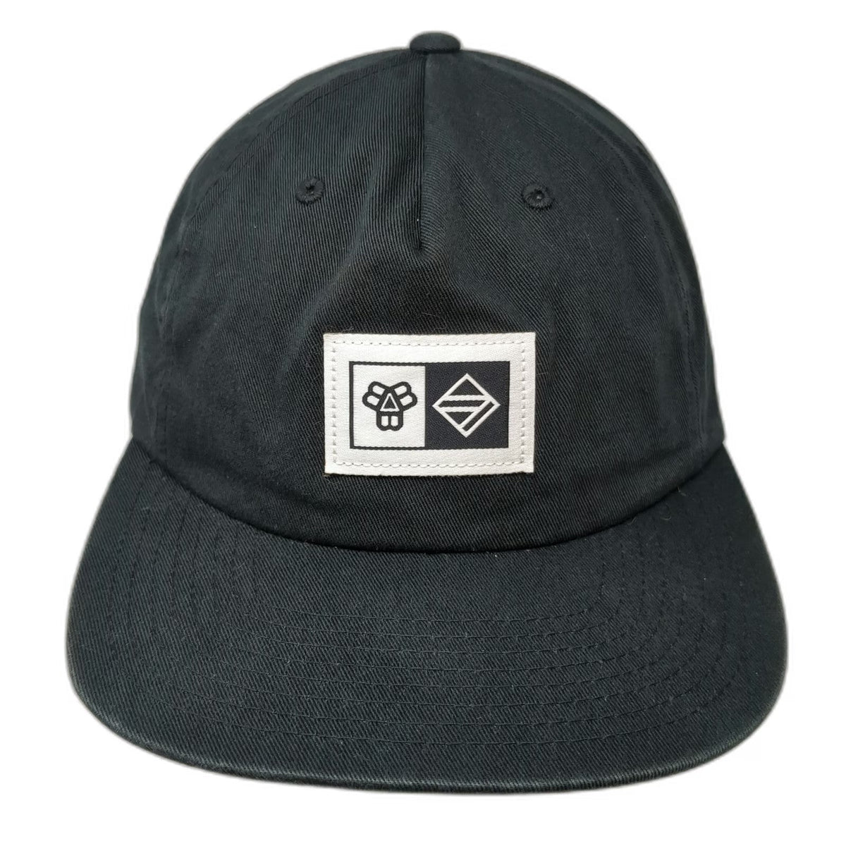 Braille Skateboarding 5 Panel Black One Size Hat Leather Strapback Flat Brim
