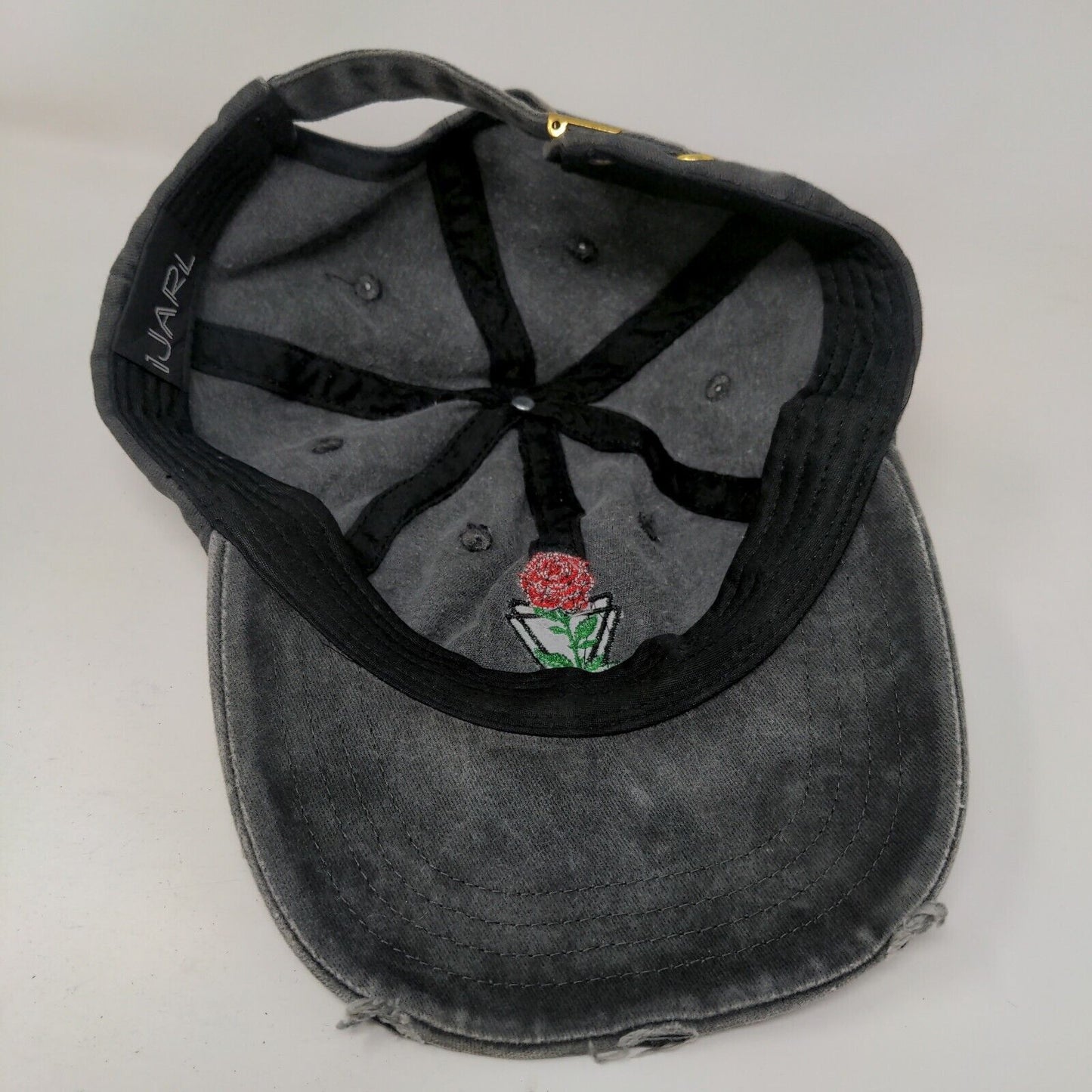 Red Rose Slideback Hat Gray One Size Embroidered Adjustable 6 Panel