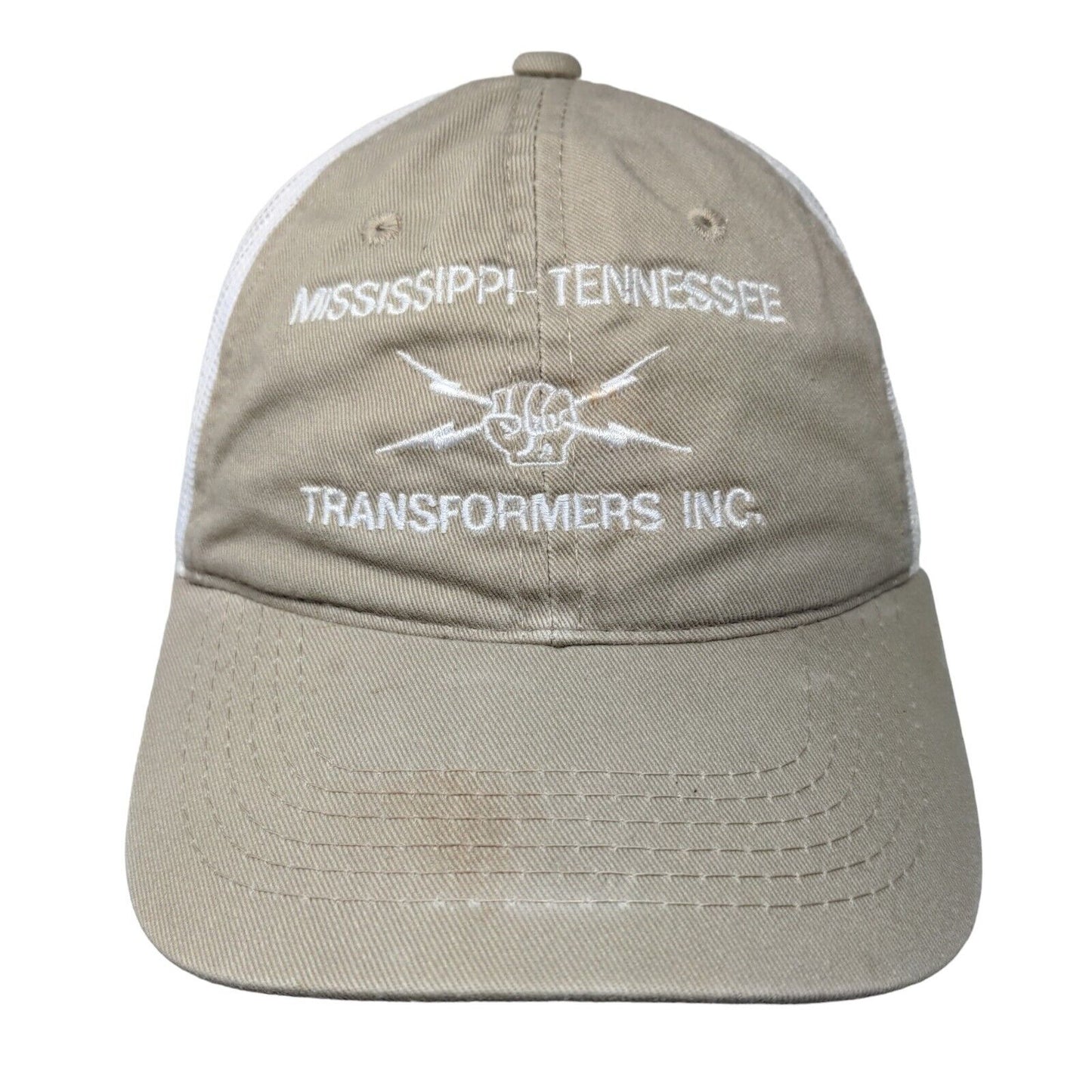 Mississippi Tennessee Transformers Inc Strapback Trucker Hat Tan OSFM Mesh Back