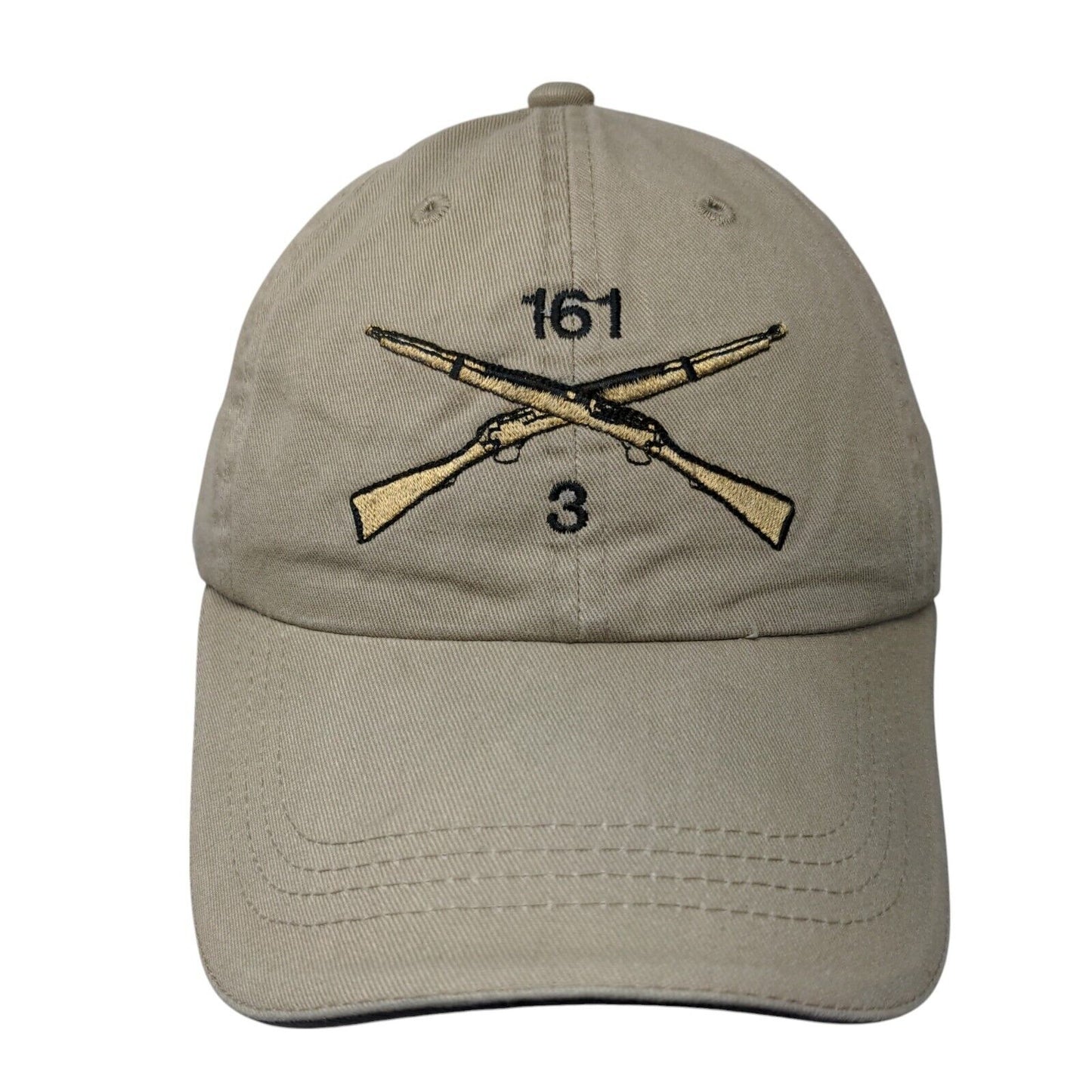 Crossed Rifles Strapback Hat Tan One Size First In War First In Peace