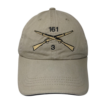Crossed Rifles Strapback Hat Tan One Size First In War First In Peace