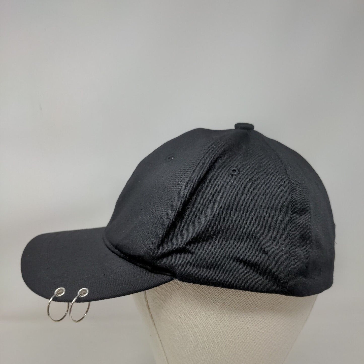 Kun Gu Slideback Hat Black One Size Adjustable Ring Pierce 6 Panel Blank