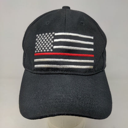 Unbranded Men's Strapback Hat Black Size OSFM Embroidered American Flag Logo