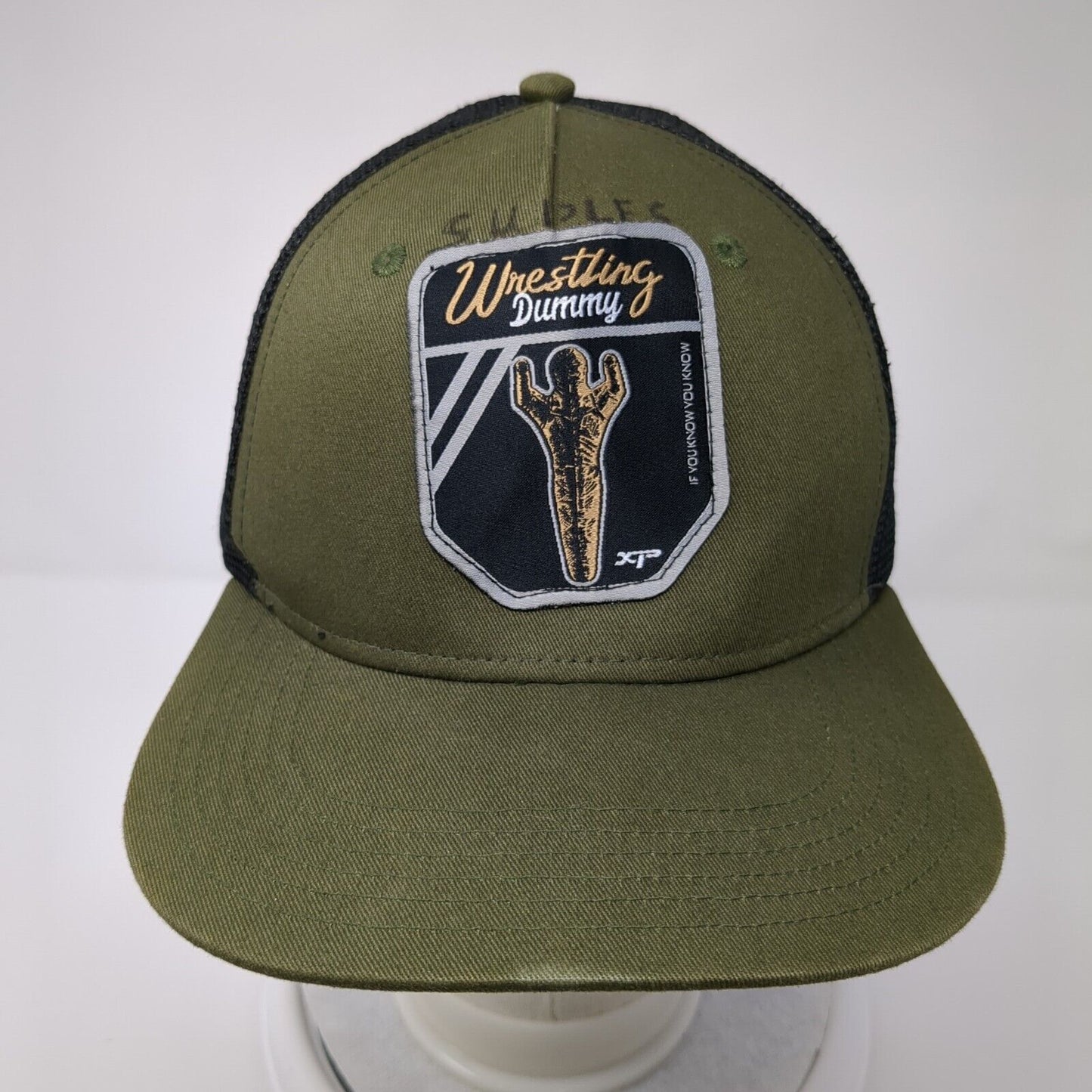 Wrestling Dummy Snapback Trucker Hat Green One Size Adjustable Mesh Back BIG X