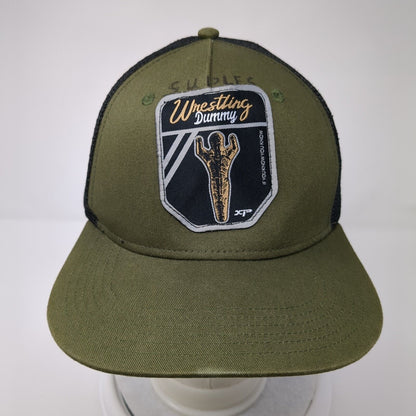 Wrestling Dummy Snapback Trucker Hat Green One Size Adjustable Mesh Back BIG X