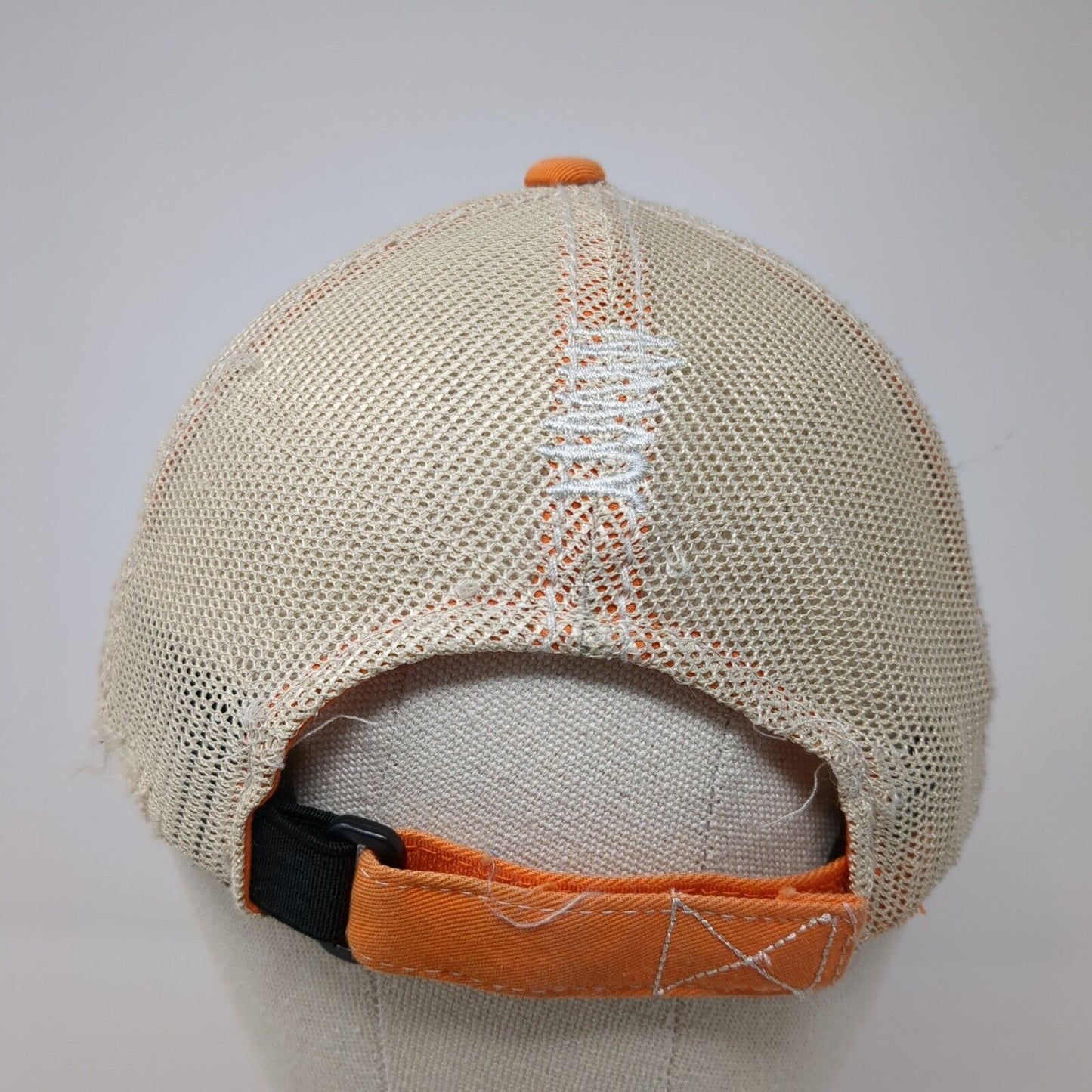 Outdoor Cap Strapback Trucker Hat Orange One Size Adjustable Distressed Mesh