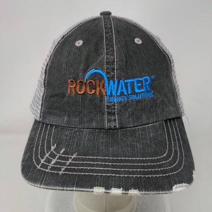 Rockwater Energy Solutions Strapback Trucker Hat Gray OSFA Mesh Back Distressed