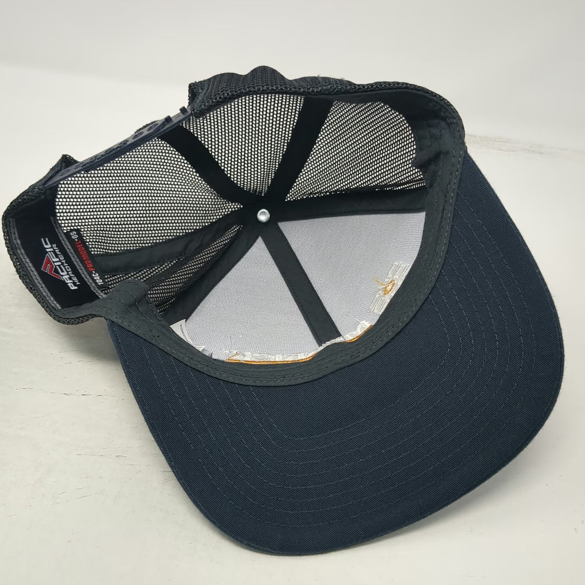 Pacific Headwear Trucker Hat Black One Size Snapback Mesh Merrick Logo Graphic