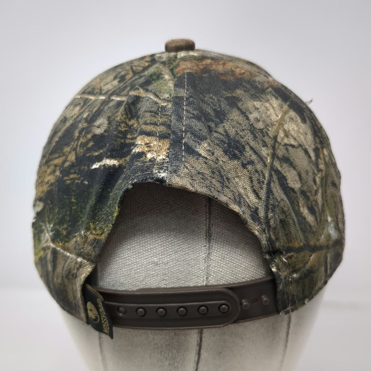 Mossy Oak Snapback Brown Camo Hat One Size Patch Logo Distressed Hunting Fishing