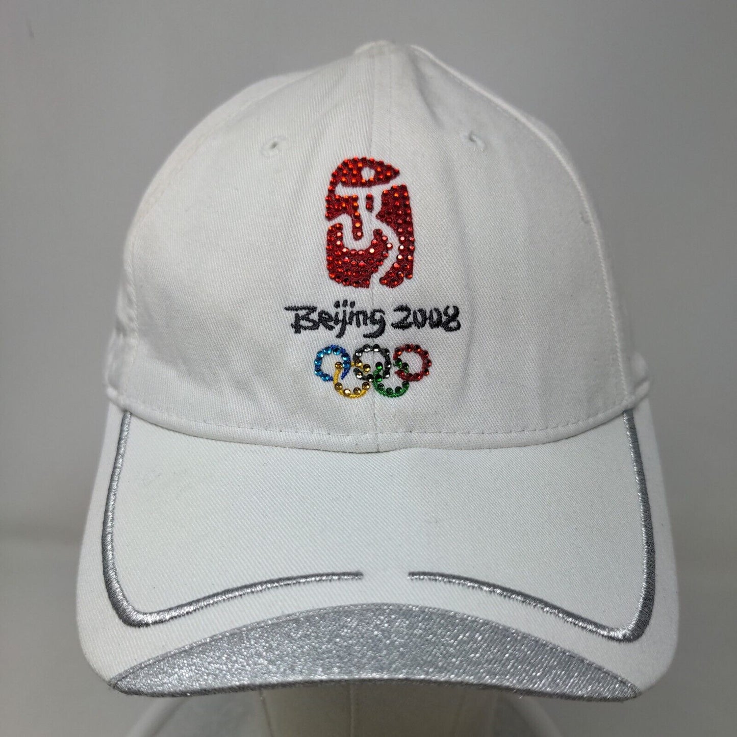 Beijing 2008 Olympics Women's Slideback Hat White OSFA Jewels Bling