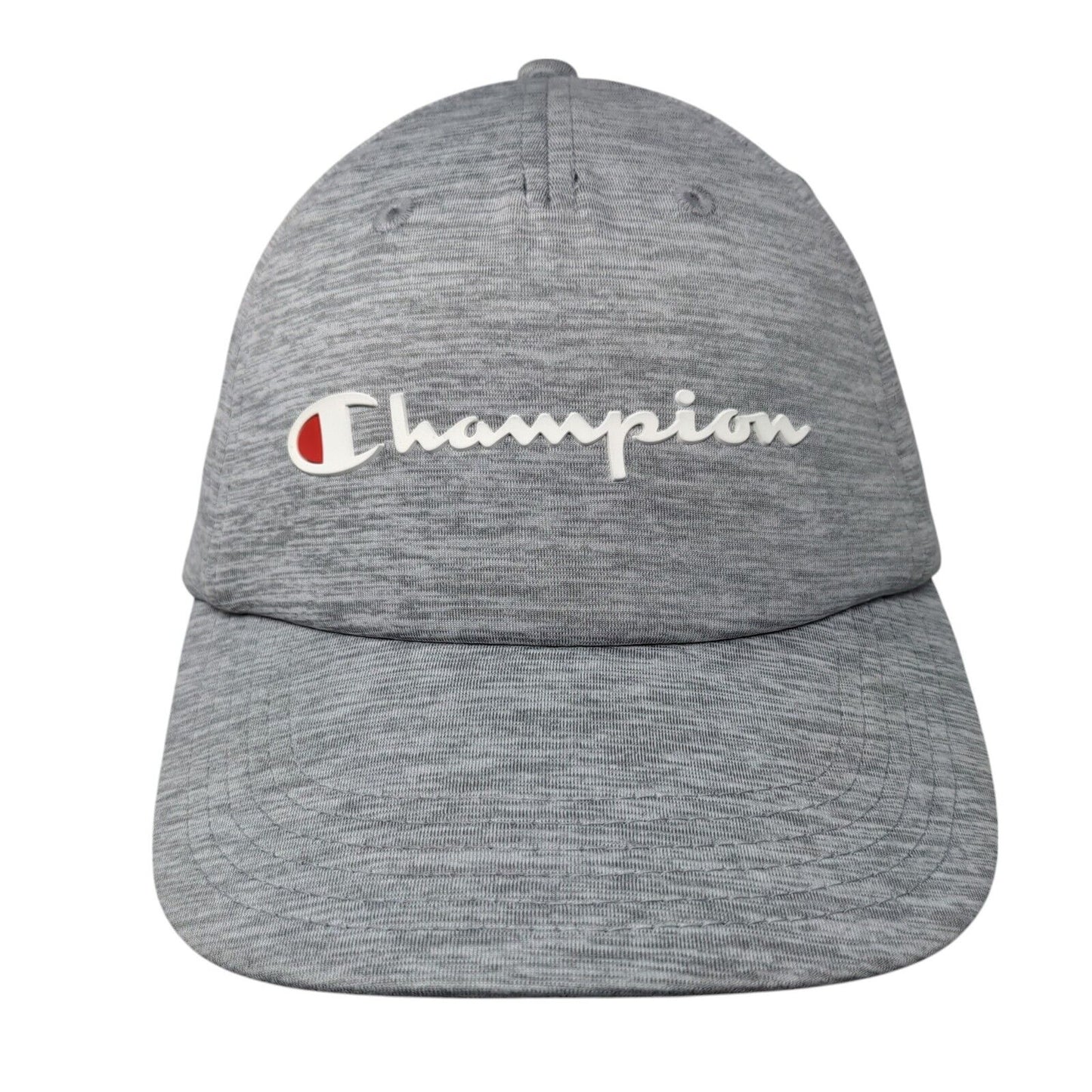 Champion Slideback Hat Gray OSFA Adjustable Embroidered Vented Holes 6 Panel