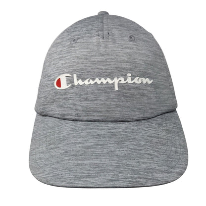 Champion Slideback Hat Gray OSFA Adjustable Embroidered Vented Holes 6 Panel